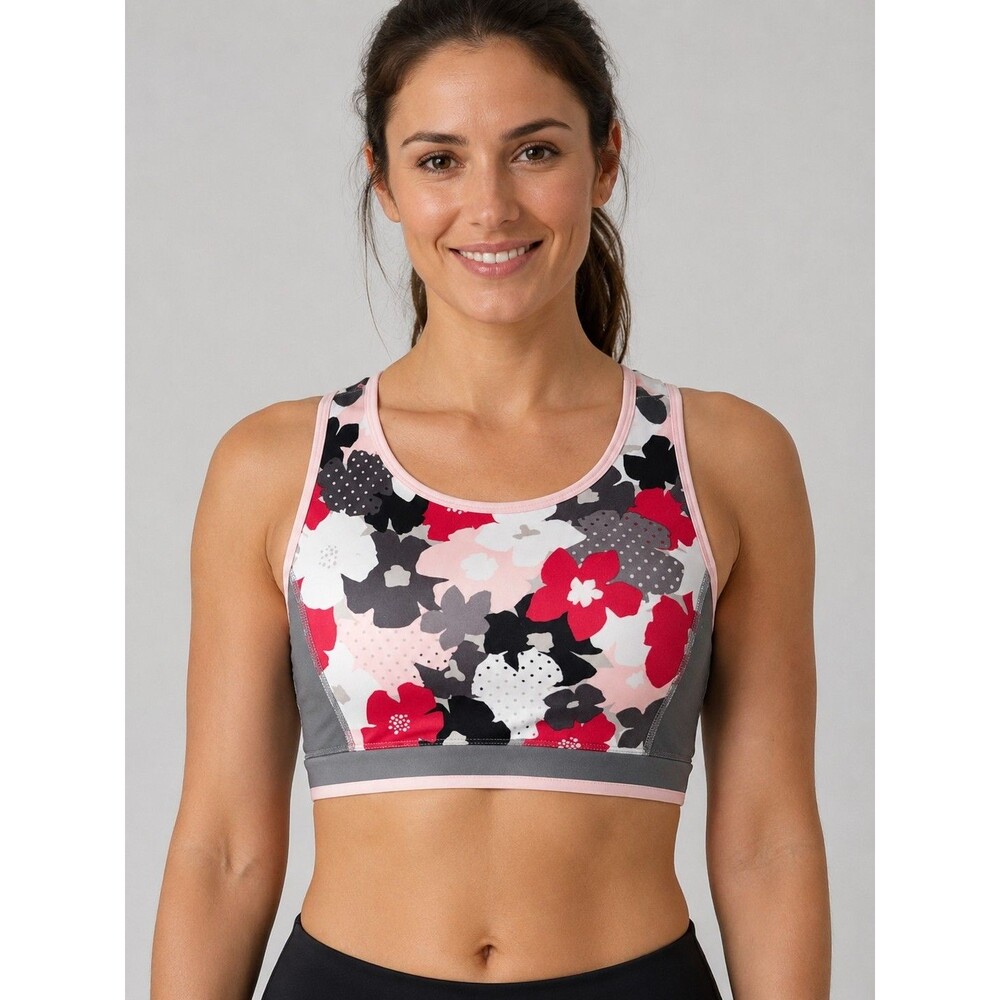 Avia Girls Floral Athletic Sports Bra Pink Gray Size XL (14–16)